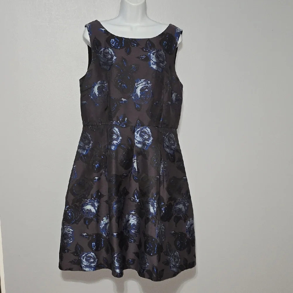 Talbots Black and Blue Floral Midi Dress - Picture 1 of 12